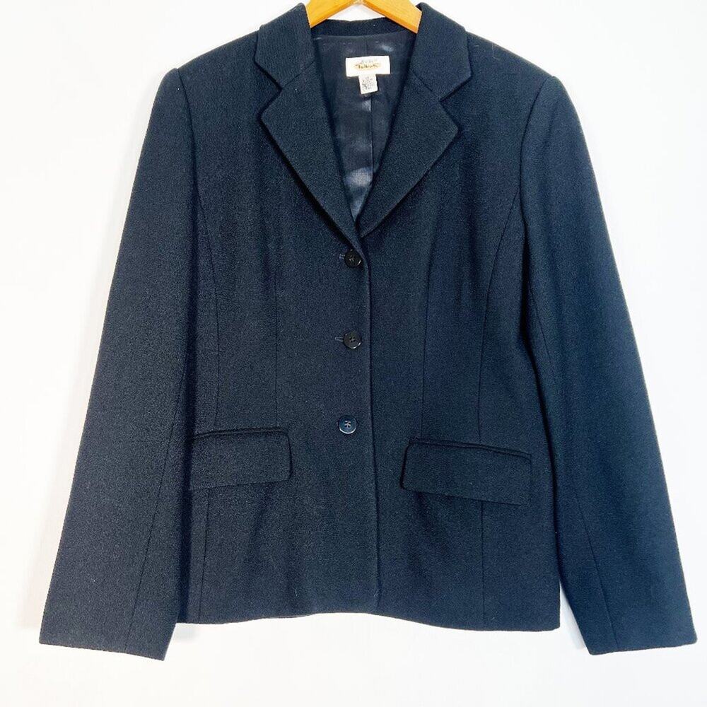 Talbots Black Lightweight Wool Blazer Jacket Womens 10 NWOT